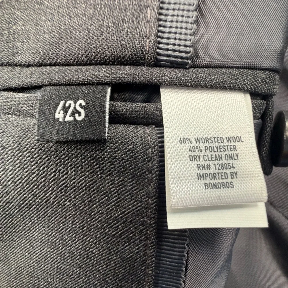 Bonobos Suit Jacket Mens 42S Grey Slim Fit Worsted Wool Blazer 24339-GYU61